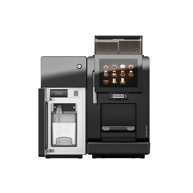 Franke A300 Bean to Cup Coffee Machine With Open Fridge